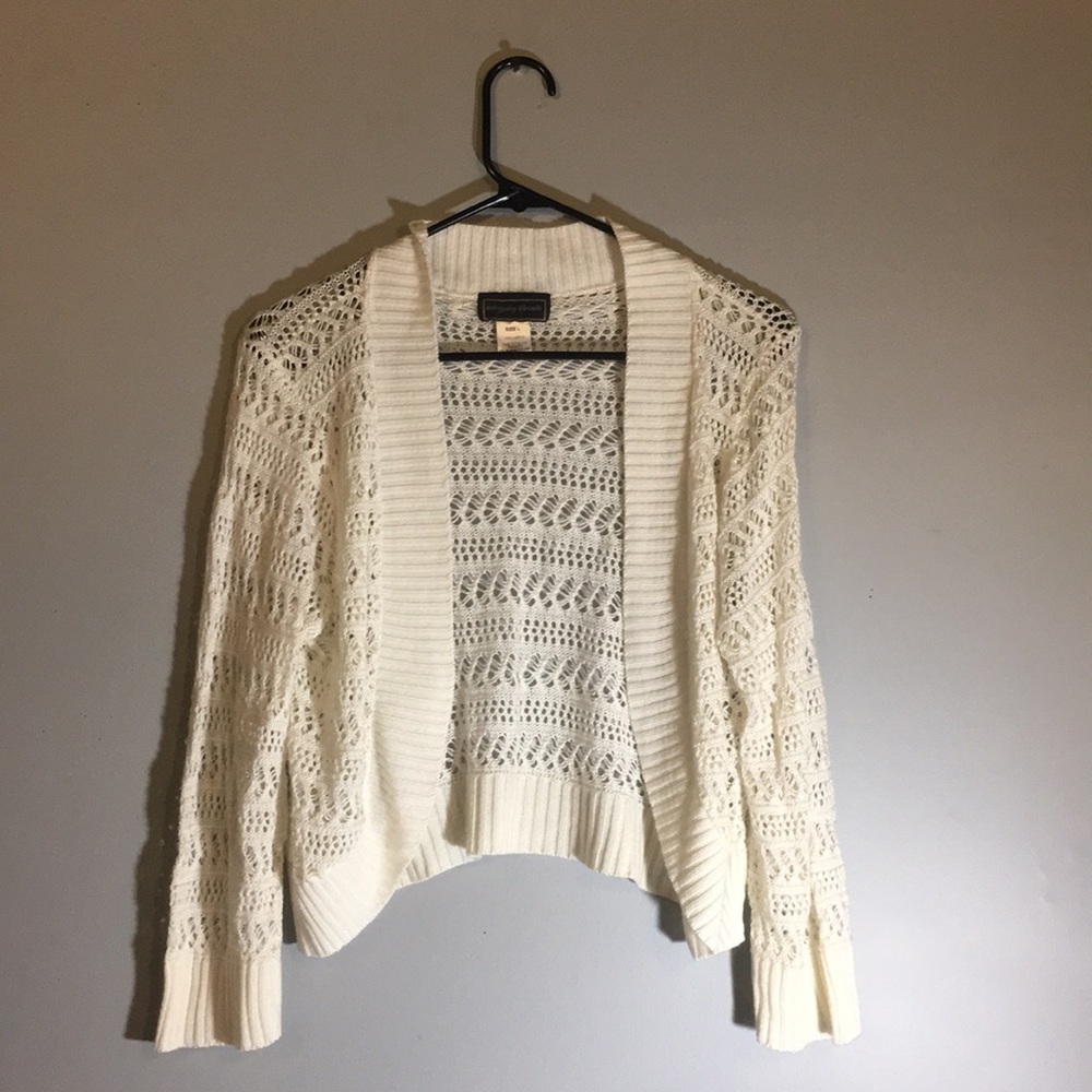 "Intriguing Threads" Large Creme Knit Cardigan